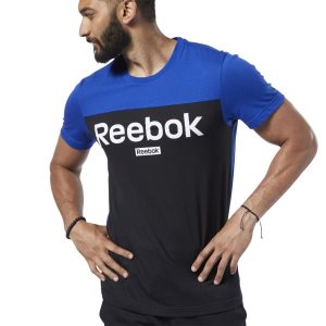 Reebok Training Essentials Linear Logo T Shirt Herren - Blau/Schwarz - DE 271-YGX